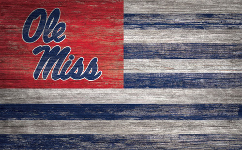 Mississippi Rebels 11" x 19" Distressed Flag Sign