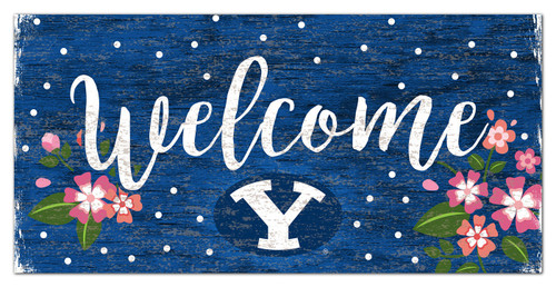 BYU Cougars 6" x 12" Floral Welcome Sign