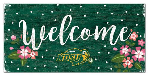 North Dakota State Bison 6" x 12" Floral Welcome Sign