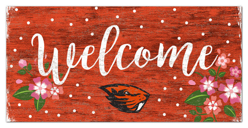 Oregon State Beavers 6" x 12" Floral Welcome Sign