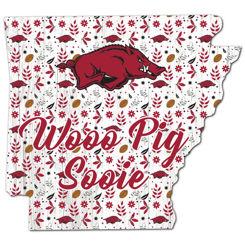 Arkansas Razorbacks 12" Floral State Sign