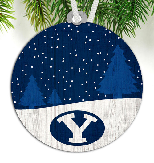 BYU Cougars Snow Scene Ornament