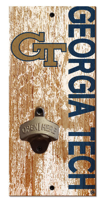 Georgia Tech Yellow Jackets 6" x 12" Distressed Bottle Opener