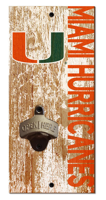 Miami Hurricanes 6" x 12" Distressed Bottle Opener