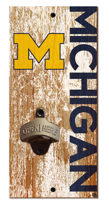 Michigan Wolverines 6" x 12" Distressed Bottle Opener