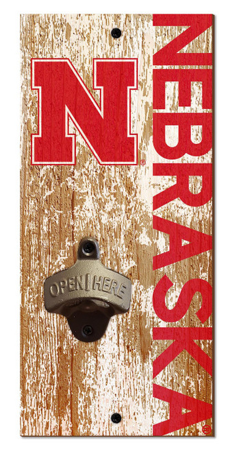 Nebraska Cornhuskers 6" x 12" Distressed Bottle Opener