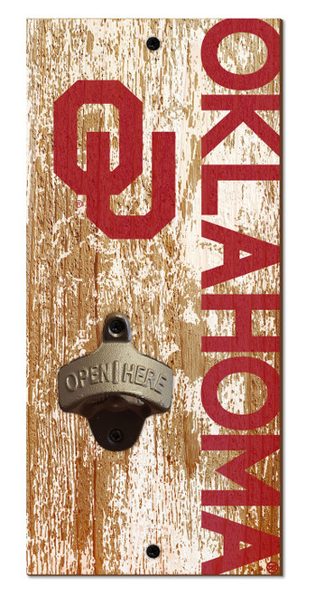 Oklahoma Sooners 6" x 12" Distressed Bottle Opener