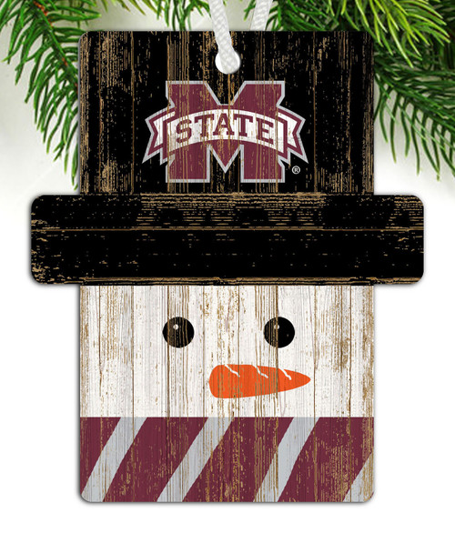 Mississippi State Bulldogs Snowman Ornament