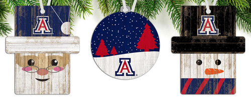 Arizona Wildcats 3-Pack Christmas Ornament Set