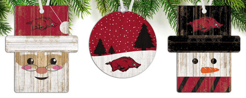 Arkansas Razorbacks 3-Pack Christmas Ornament Set
