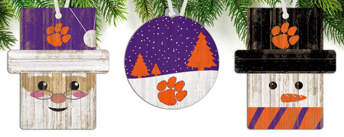 Clemson Tigers 3-Pack Christmas Ornament Set