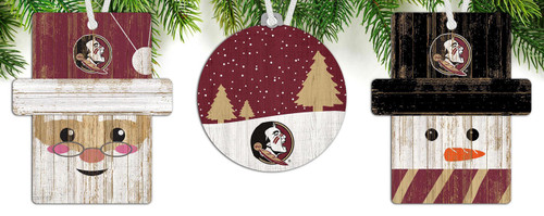 Florida State Seminoles 3-Pack Christmas Ornament Set