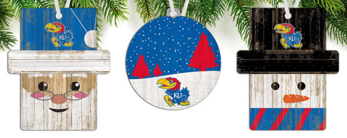 Kansas Jayhawks 3-Pack Christmas Ornament Set