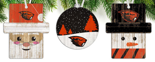 Oregon State Beavers 3-Pack Christmas Ornament Set