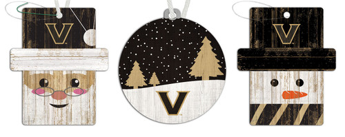 Vanderbilt Commodores 3-Pack Christmas Ornament Set