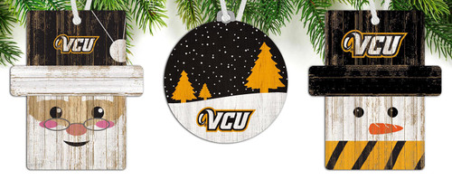 Virginia Commonwealth Rams 3-Pack Christmas Ornament Set