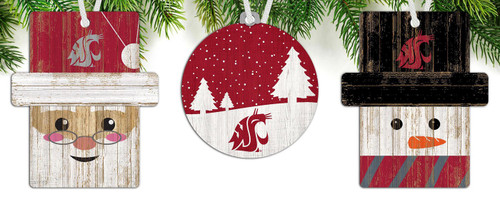 Washington State Cougars 3-Pack Christmas Ornament Set