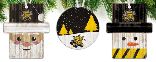 Wichita State Shockers 3-Pack Christmas Ornament Set