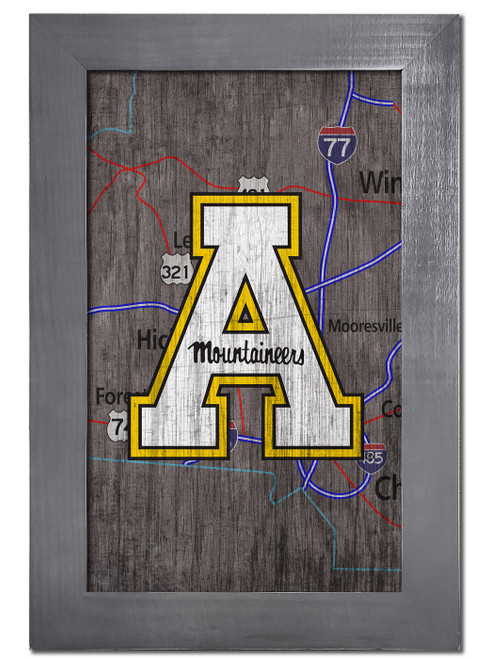 Appalachian State Mountaineers 11" x 19" City Map Framed Sign