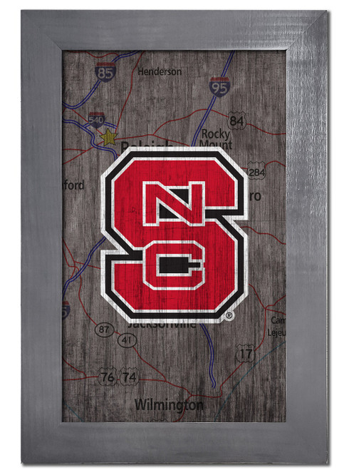 North Carolina State Wolfpack 11" x 19" City Map Framed Sign