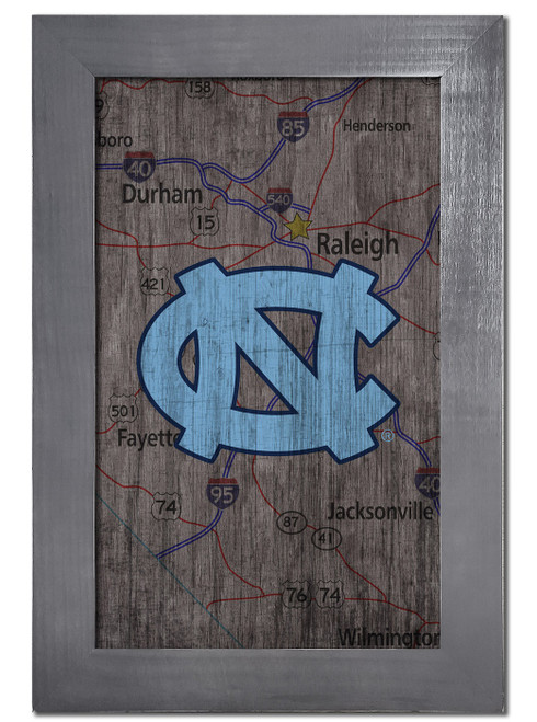 North Carolina Tar Heels 11" x 19" City Map Framed Sign