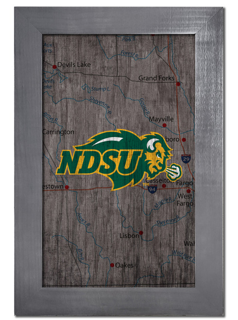 North Dakota State Bison 11" x 19" City Map Framed Sign
