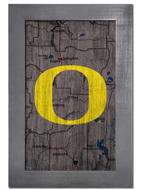 Oregon Ducks 11" x 19" City Map Framed Sign
