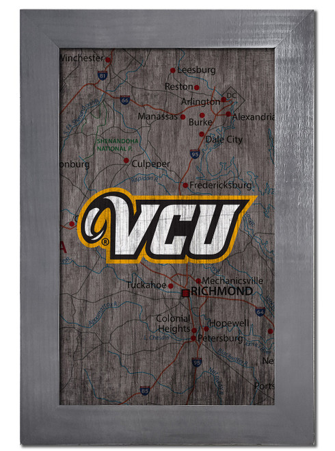 Virginia Commonwealth Rams 11" x 19" City Map Framed Sign