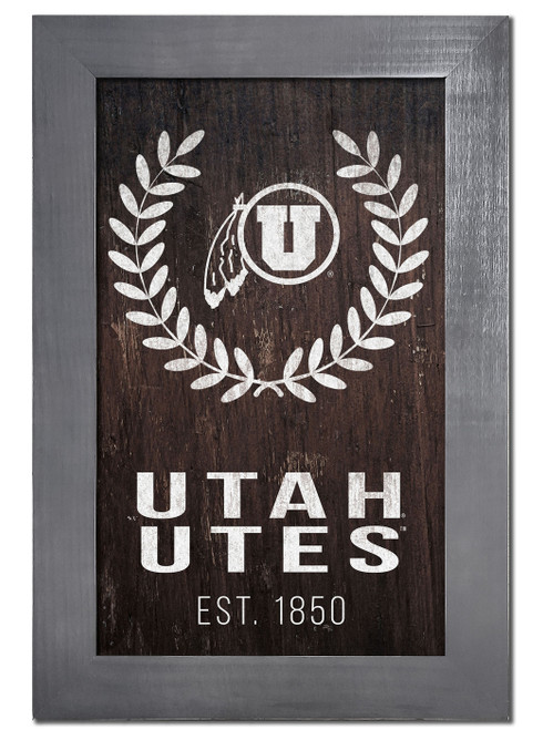 Utah Utes 11" x 19" Laurel Wreath Framed Sign