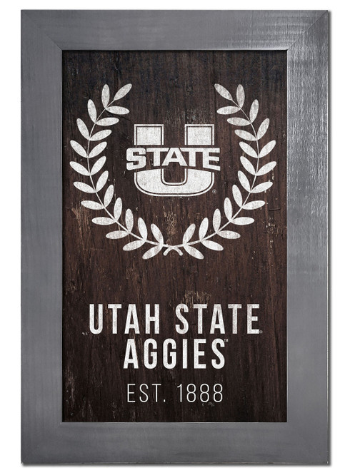 Utah State Aggies 11" x 19" Laurel Wreath Framed Sign