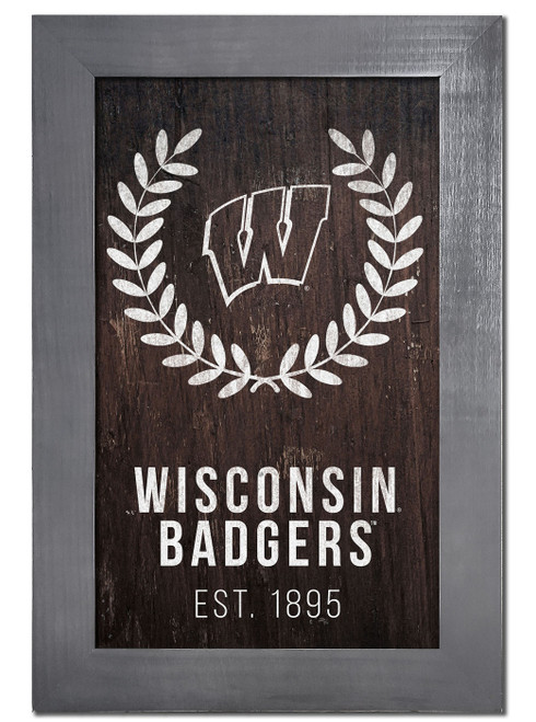 Wisconsin Badgers 11" x 19" Laurel Wreath Framed Sign