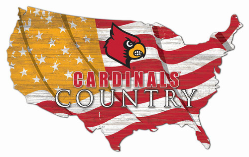 Louisville Cardinals 15" USA Flag Cutout Sign