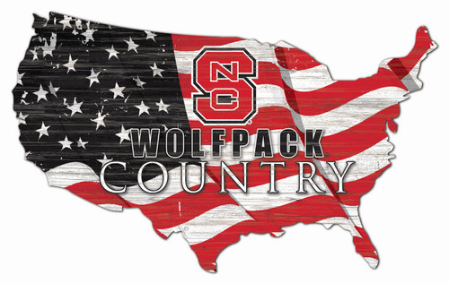 North Carolina State Wolfpack 15" USA Flag Cutout Sign