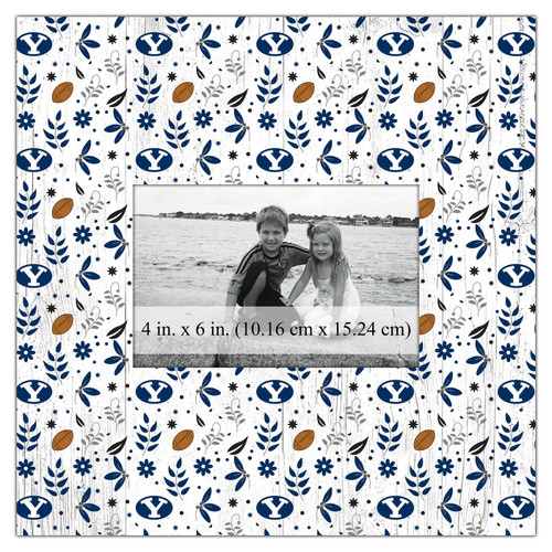 BYU Cougars Floral Pattern 10" x 10" Picture Frame