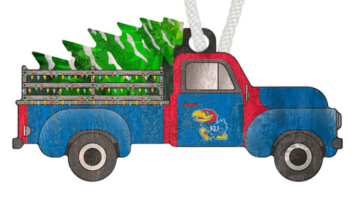 Kansas Jayhawks Christmas Truck Ornament