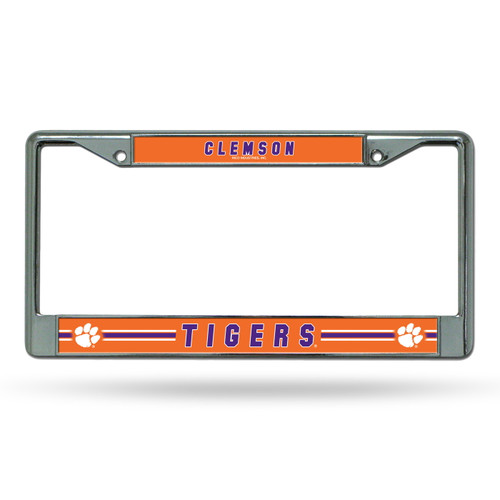 Clemson Tigers Silver Chrome License Plate Frame