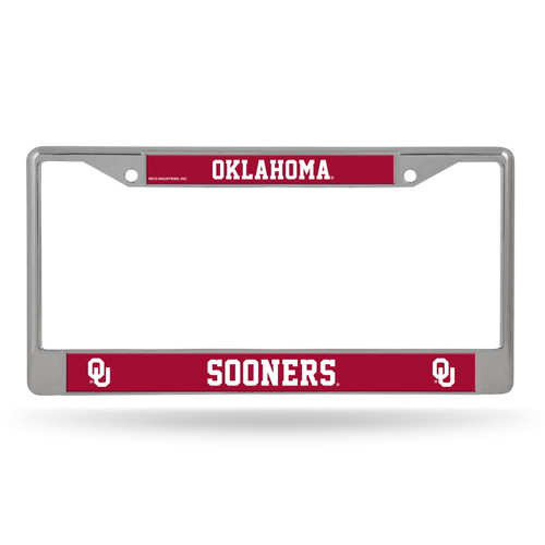 Oklahoma Sooners Silver Chrome License Plate Frame