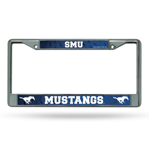 Southern Methodist Mustangs Silver Chrome License Plate Frame