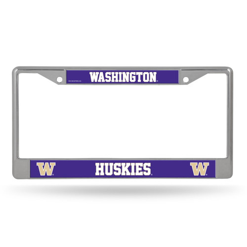 Washington Huskies Silver Chrome License Plate Frame