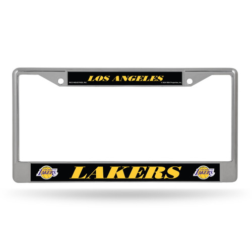 Los Angeles Lakers Black Background Chrome License Plate Frame