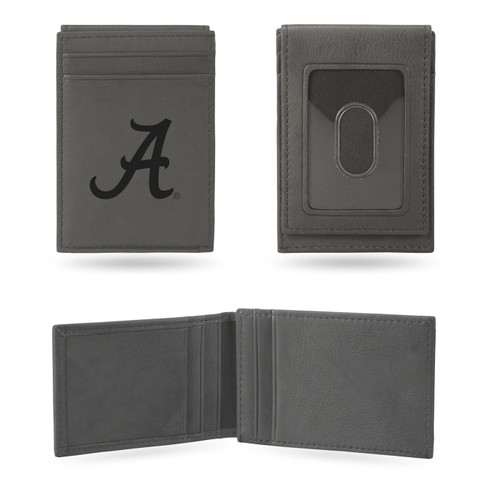 Alabama Crimson Tide Gray Laser Engraved Front Pocket Wallet