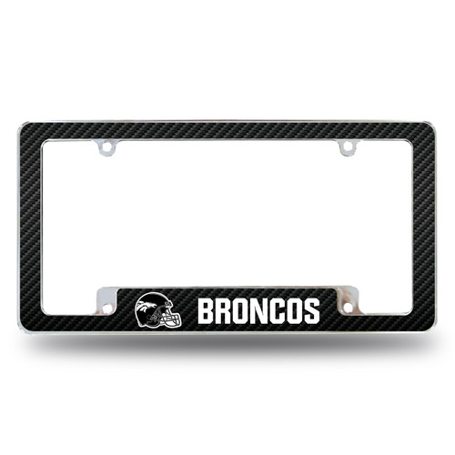 Denver Broncos Helmet Logo All Over Chrome License Plate Frame
