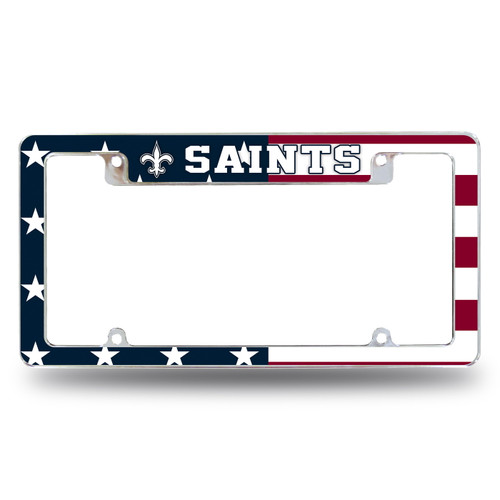 New Orleans Saints Patriotic All Over Chrome License Plate Frame