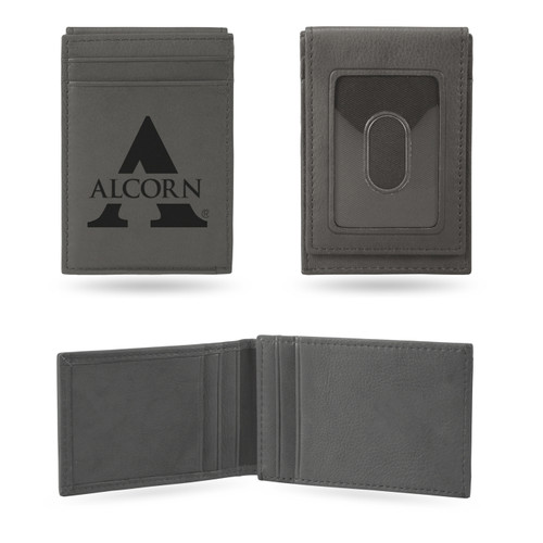 Alcorn State Braves Gray Laser Engraved Front Pocket Wallet