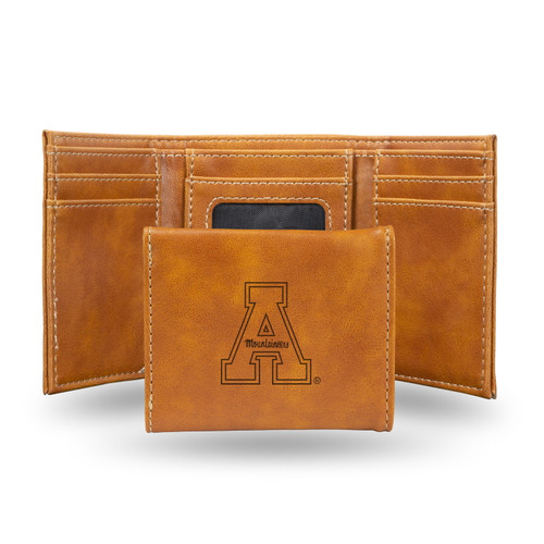 Appalachian State Mountaineers Brown Laser Engraved Trifold Wallet