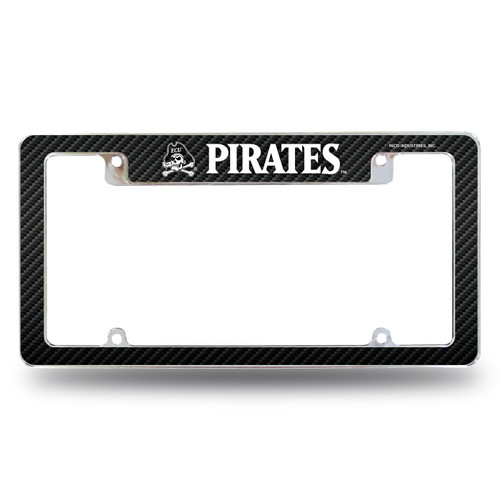 East Carolina Pirates Carbon Fiber Chrome License Plate Frame