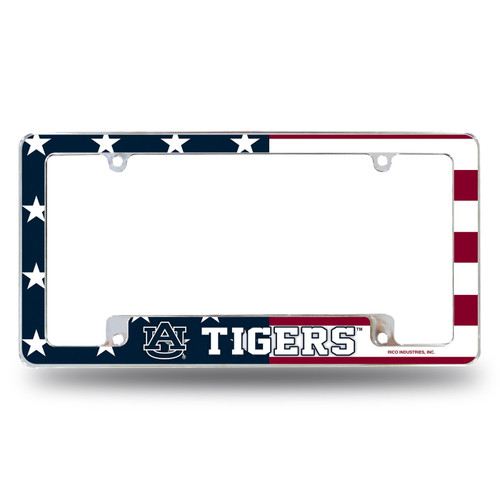 Auburn Tigers Patriotic All Over Chrome License Plate Frame