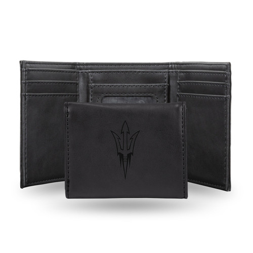 Arizona State Sun Devils Laser Engraved Black Trifold Wallet