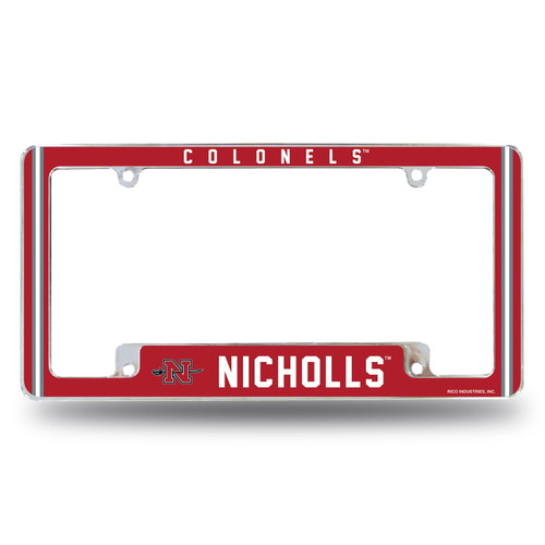 Nicholls State Colonels All Over Chrome License Plate Frame