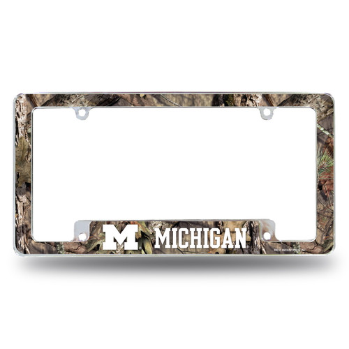 Michigan Wolverines Mossy Oak Camo Chrome License Plate Frame